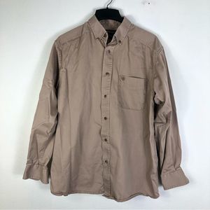 Ariat Shirt Mens Large Button Down Long Sleeve Lt. Brown Western Cowboy Cotton